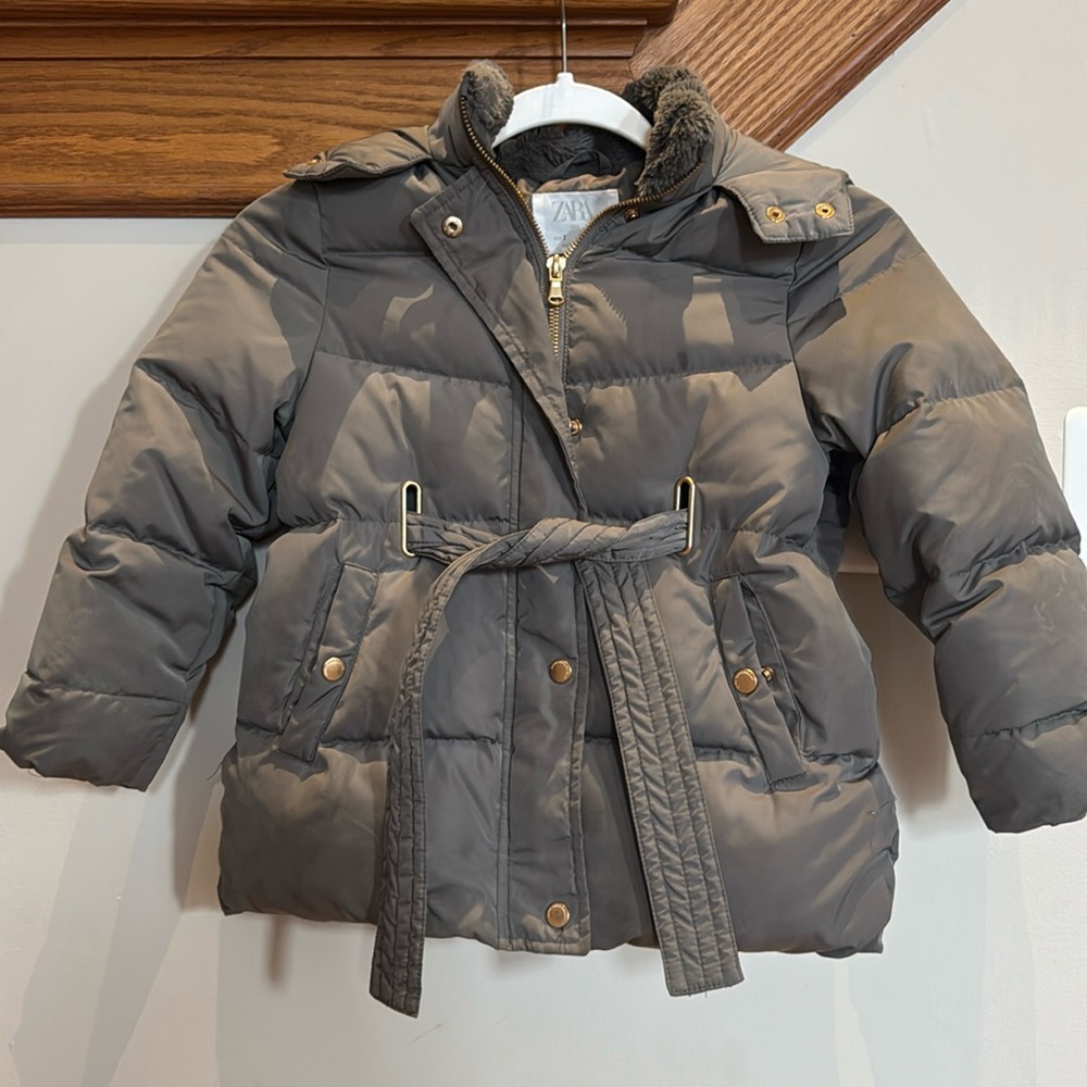 Zara size 7 kids belted winter coat